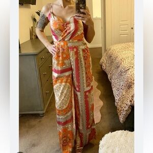Dynamite Women's Vibrant Jumpsuit - Pink and Orange